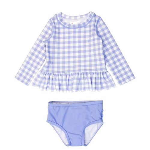 Toddler Girls' RuffleButts Long Sleeve Rash Guard Swim Tankini Set - Primary Image