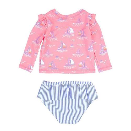 Baby Girls' RuffleButts Skirted Flutter Long Sleeve Rash Guard Swim Set - Primary Image