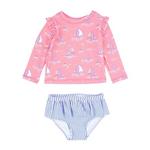 Baby Girls' RuffleButts Skirted Flutter Long Sleeve Rash Guard Swim Set - Thumbnail 2 of 3