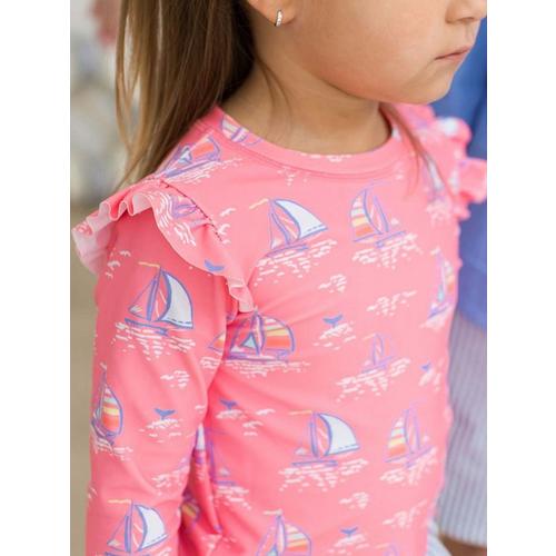 Baby Girls' RuffleButts Skirted Flutter Long Sleeve Rash Guard Swim Set - Primary Image