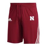 adidas Kids' Nebraska Cornhuskers 3 Stripe Shorts - Thumbnail 1 of 2