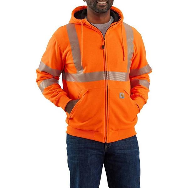 Men's Carhartt High Visibility Rain Defender Loose Fit Midweight Thermal Lined Work Hoodie XLarge Tall Bright Orange