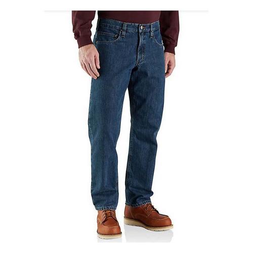 Men's Carhartt Relaxed Fit Flannel-Lined 5 Pocket Jeans Utility Pants - Primary Image