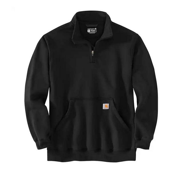 Men's Carhartt Loose Fit Midweight Mock-Neck 1/4 Zip Pullover Medium Black