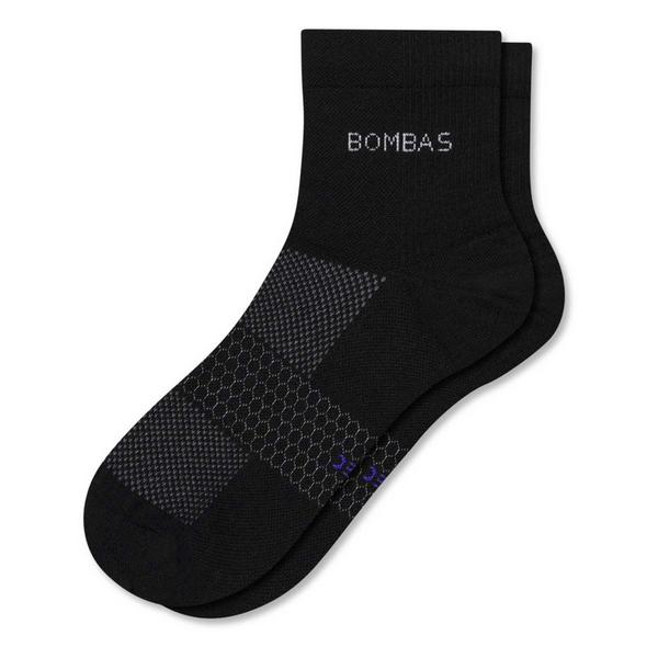 Men's Bombas Core Solid Athletic Quarter Socks Medium Black
