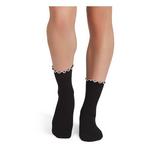 Women's Bombas Solid Contrast Frilly Edge True Rib Mid Calf Socks - Thumbnail 2 of 4