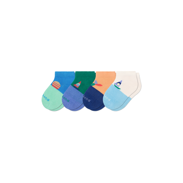 Bombas Lightweight Ankle Socks Toddler 5T-7.5T Sky Sail Mix 4 Pack