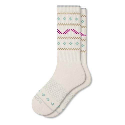 Bombas Merino Blend ZigZag Stitches Crew Socks - Primary Image