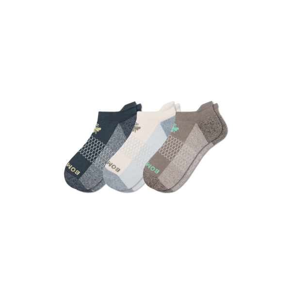 Men's Bombas Marl Heel Bee Ankle Socks Large Pebble Mix 3 Pack