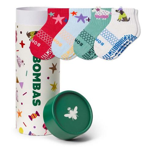 Toddler Bombas Holiday Gripper Gift Box 4 Pack Crew Socks - Primary Image
