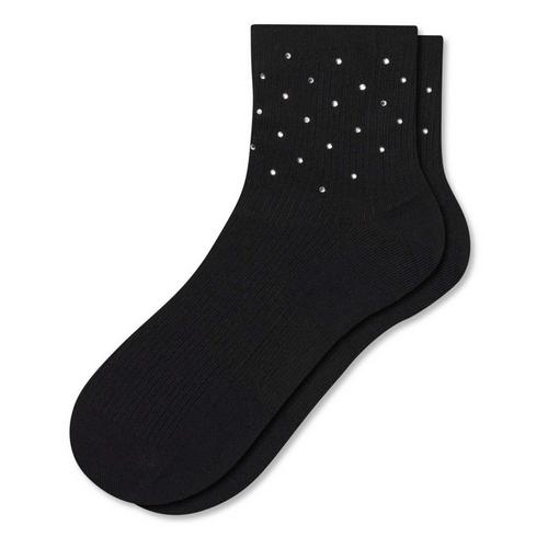 Women's Bombas Solid Rhinestone True Rib Quarter Socks - Primary Image