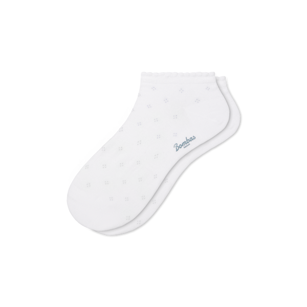 Women's Bombas Dotted Diamond Scallop Cuff Lightweight Ankle Socks