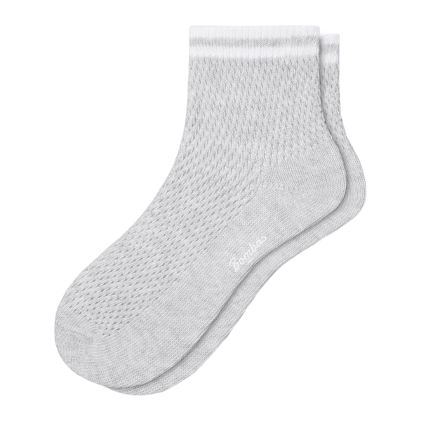 Women's Bombas Heather Double Stripe Mesh Stitch Comfort Cushion Quarter Socks