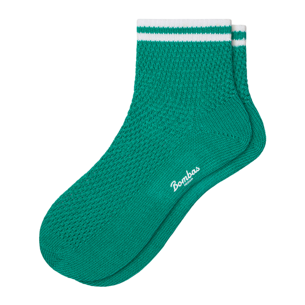 Women's Bombas Solid Double Stripe Mesh Stitch Light Cushion Quarter Socks
