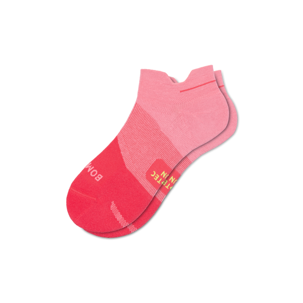 Women's Bombas Striped Arch Colorblock Toe Ankle Running Socks Medium Reef Pink