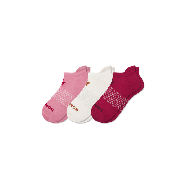 Women's Bombas Frilly Gripper Solid Quarter Running Socks Small Dried Rose Mix 3 Pack