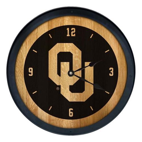 Timeless Etchings Oklahoma Sooners Wine Barrel Clock - Primary Image