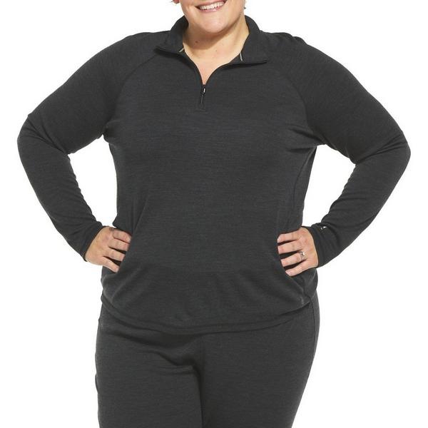 Women's Smartwool Classic Thermal Merino 1/4 Zip Long Sleeve Base Layer 3X Charcoal Heather