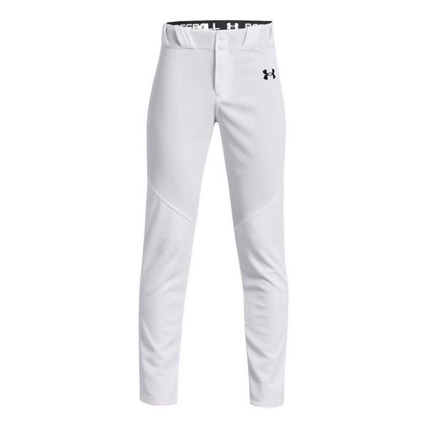 Boys' Under Armour Relaxed Baseball Pants Youth XSmall White/Black Regular