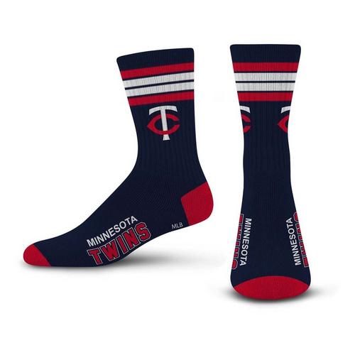 For Bare Feet Minnesota Twins 4 Stripe Deuce Crew Socks - Primary Image