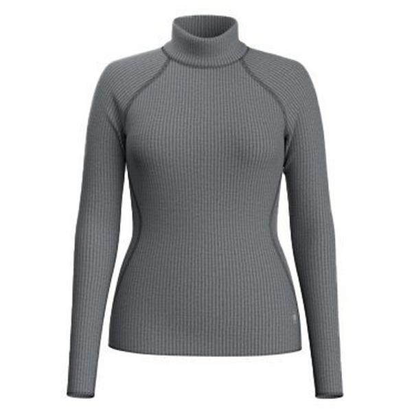 Women's Smartwool Thermal Merino Rib Turtleneck Long Sleeve Base Layer Small Charcoal