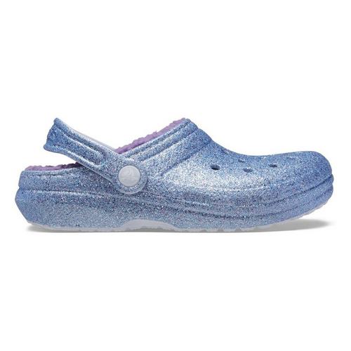 Big Kids' Crocs Classic Glitter Fuzz Lined Clogs