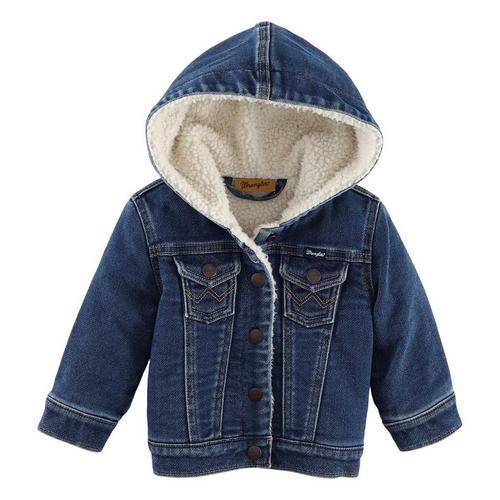 Baby Boys' Wrangler Sherpa Lined Hooded Denim Jacket - Primary Image
