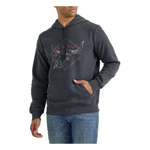 Men's Wrangler Steerhead Pullover Hoodie Long Sleeve Hooded Shirt - Primary Image