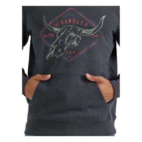 Men's Wrangler Steerhead Pullover Hoodie Long Sleeve Hooded Shirt - Primary Image