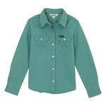 Girls' Wrangler Solid Western Long Sleeve Button Up Shirt - Thumbnail 1 of 2
