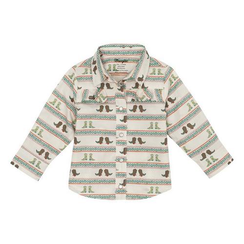 Toddler Girls' Wrangler Western Boots Long Sleeve Button Up Shirt - Primary Image