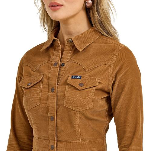 112367335 Women's Wrangler Corduroy Western Shirt Dress - S