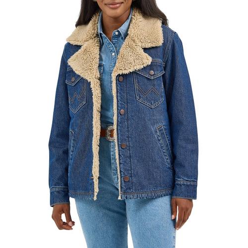 Women's Wrangler Western Sherpa Lined Denim Jacket - Primary Image