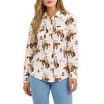 Women's Wrangler Bold Bucking Cowboy Western Snap Long Sleeve Button Up Shirt - Thumbnail 1 of 4