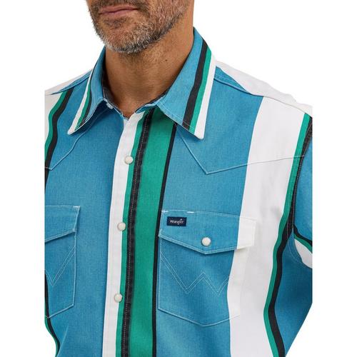 Men's Wrangler Brushpopper Western Snap Workshirt Long Sleeve Button Up Shirt - Primary Image