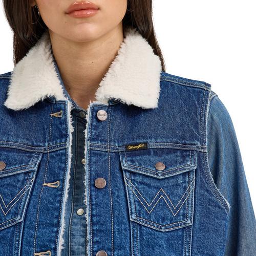 Women's Wrangler Sherpa Lined Denim Vest - Primary Image
