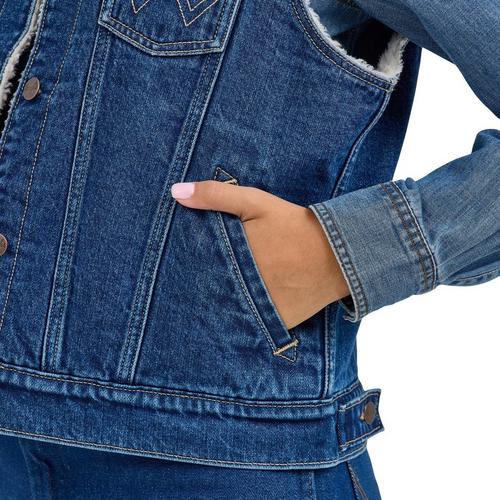 Women's Wrangler Sherpa Lined Denim Vest - Primary Image