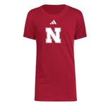 adidas Kids' Nebraska Cornhuskers Basic Logo T-Shirt - Thumbnail 1 of 2