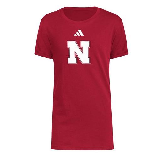 adidas Kids' Nebraska Cornhuskers Basic Logo T-Shirt - Primary Image