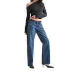 Women's Just Black Denim Studded Baggy Straight Jeans - Thumbnail 3 of 5