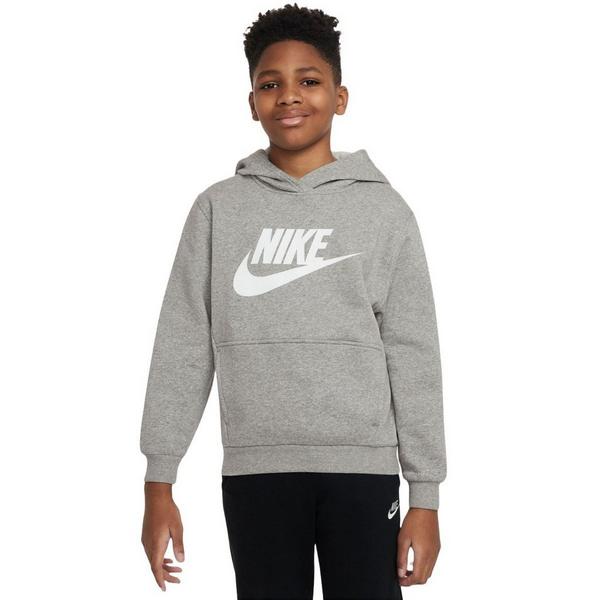 Kids' Nike Sportswear Club Fleece HBR Logo Hoodie Medium Grey Heather/White