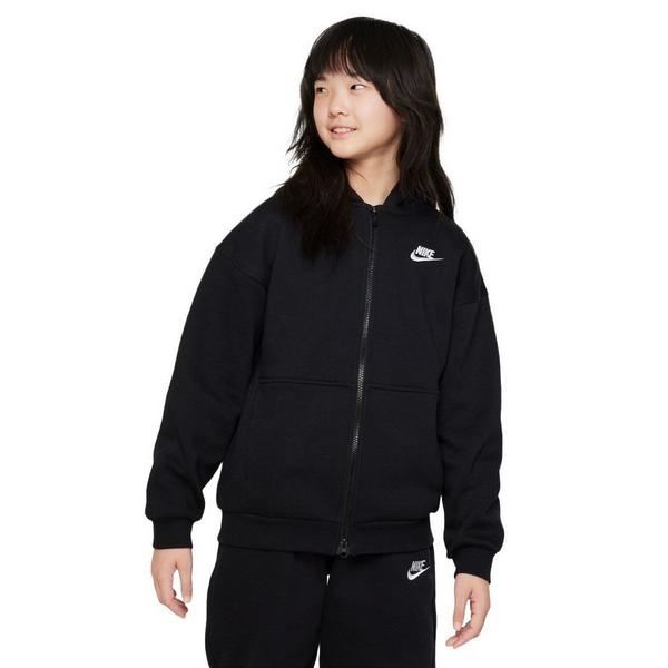 Kids' Nike Sportswear Club Fleece Full Zip Hoodie Medium Black/White