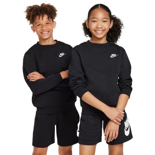 Kids' Nike Sportswear Club Fleece Crewneck Sweatshirt XSmall Black/White