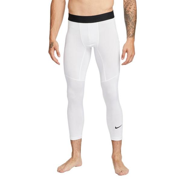 Men's Nike Pro Dri-FIT 3/4-Length Fitness Running Tights Large White/Black