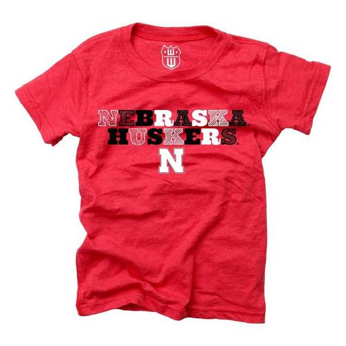 Wes and Willy Kids' Nebraska Cornhuskers Mismatch Basic T-Shirt - Primary Image
