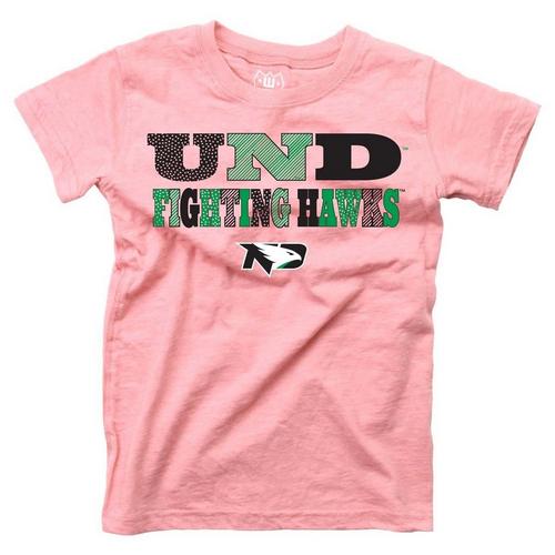 Wes and Willy Baby Girls' North Dakota Fighting Hawks Pink Basic Logo T-Shirt - Primary Image