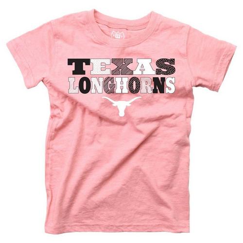 Wes and Willy Girls' Texas Longhorns Pink Basic Logo T-Shirt - Primary Image
