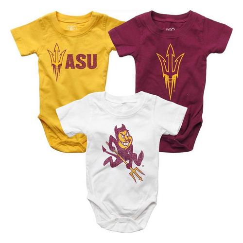Wes and Willy Baby Arizona State Sun Devils Hopper Onesie 3 Pack - Primary Image
