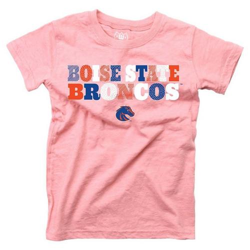 Wes and Willy Girls' Boise State Broncos Pink Basic Logo T-Shirt - Primary Image