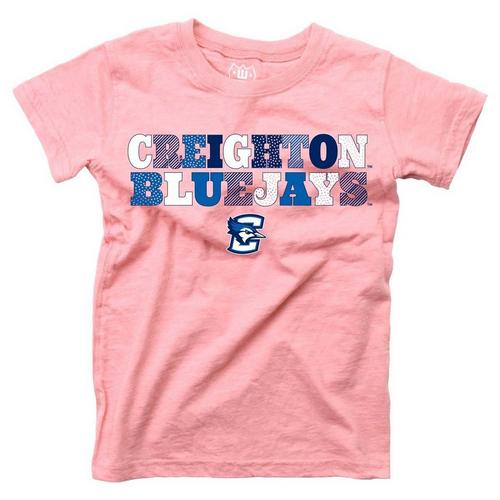Wes and Willy Girls' Creighton Bluejays Pink Basic Logo T-Shirt - Primary Image